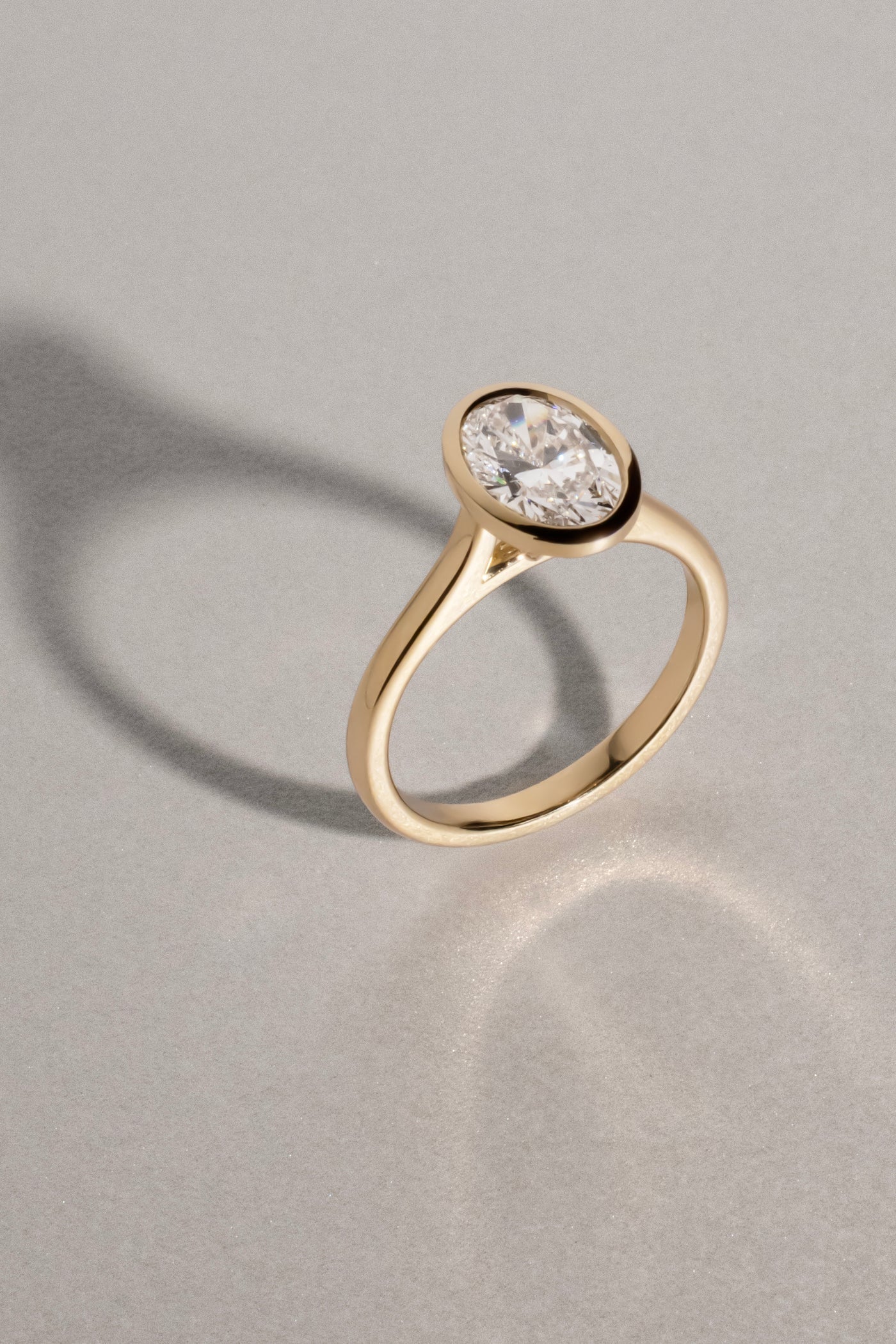 1.52 CT Oval Bezel Solitaire Lab Grown Diamond Engagement Ring