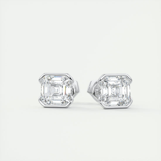 1.0 CT Asscher Solitaire CVD G/VS Diamond Earrings 1