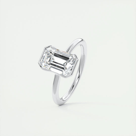 2 CT Emerald Bezel CVD F/VS1 Diamond Engagement Ring 7