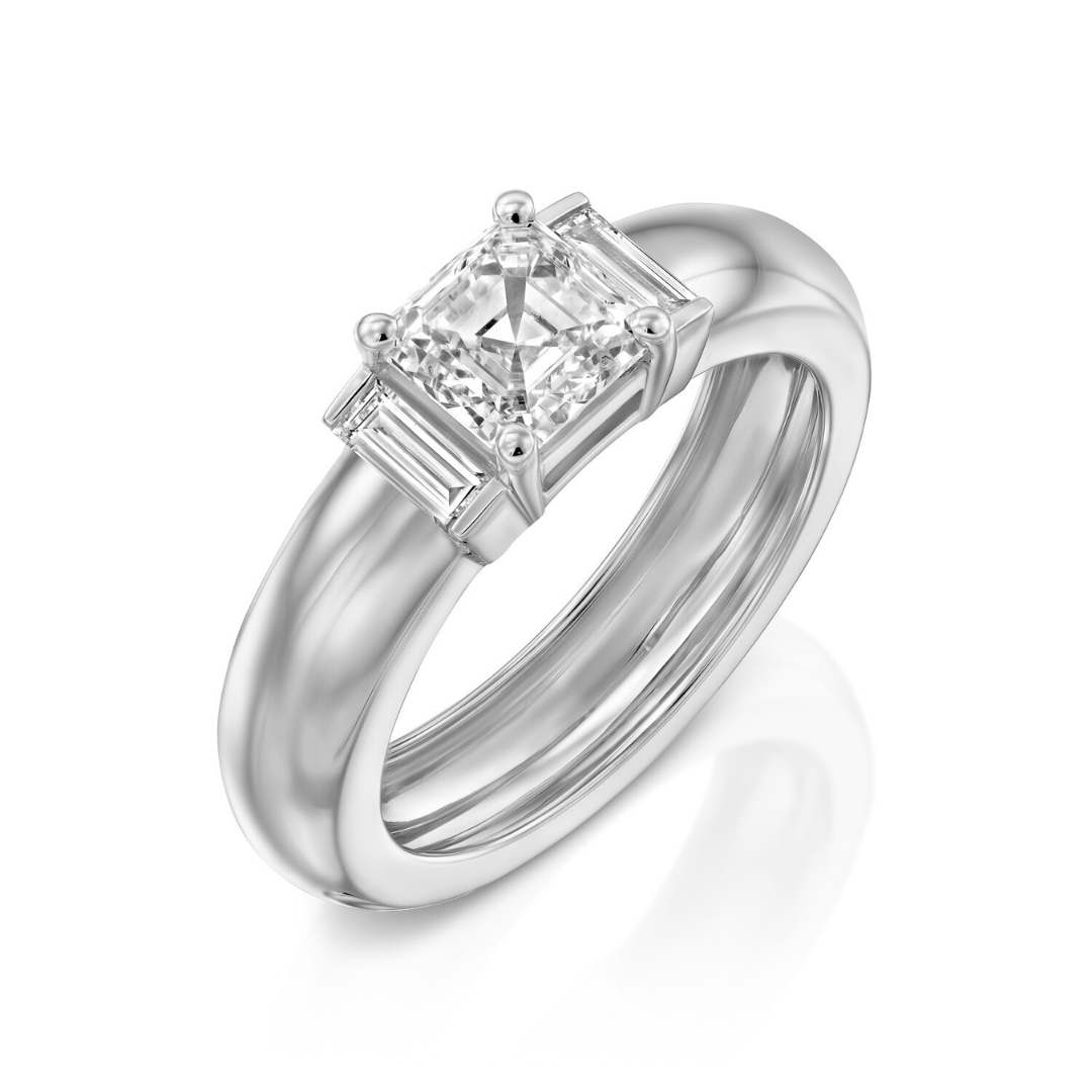 2 CT Round Three Stones Lab Grown Diamond Engagement Ring
