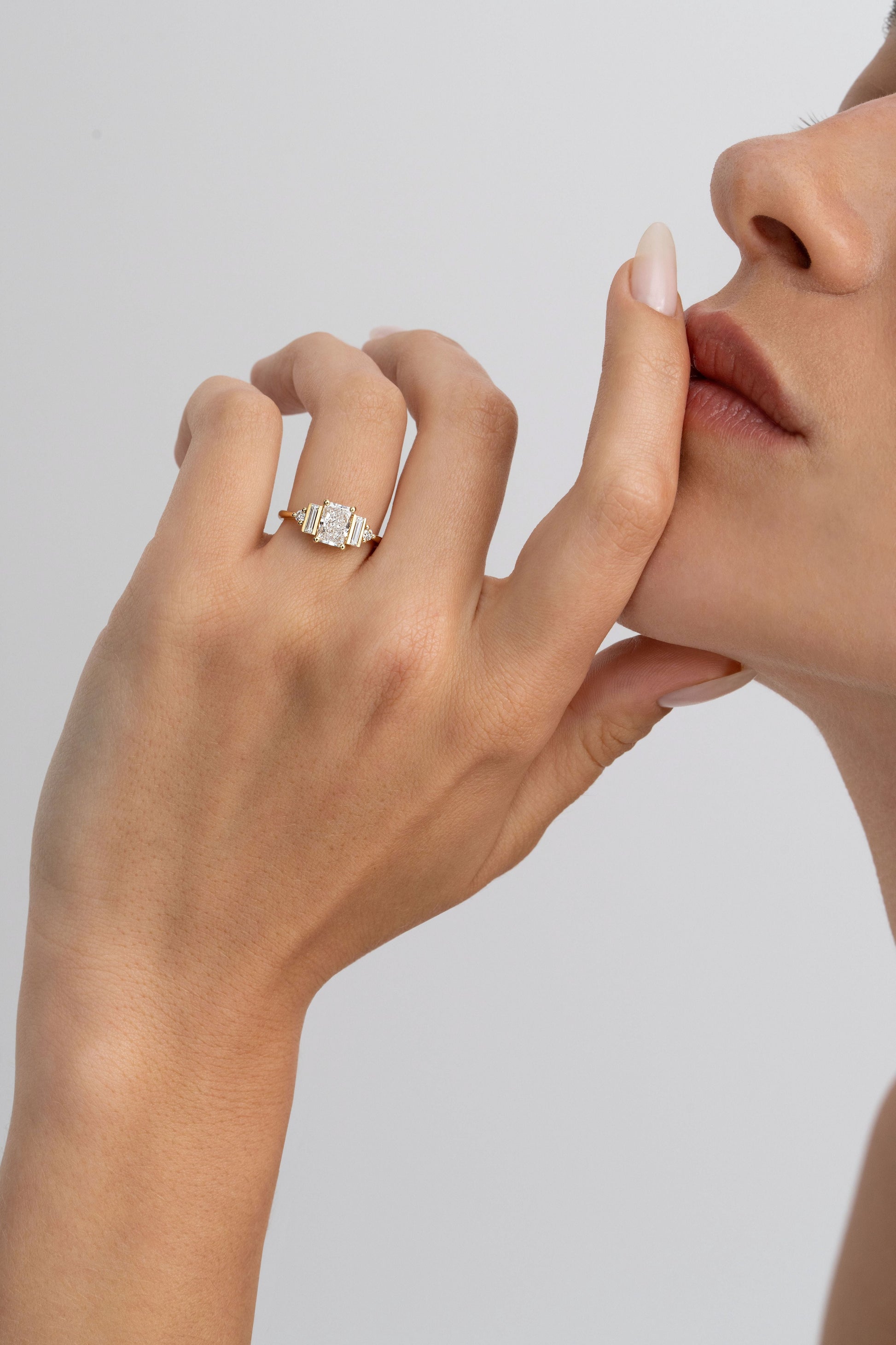 2 CT Round Three Stones Lab Grown Diamond Engagement Ring
