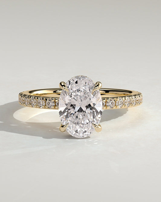 Round Halo, Pave & Split Shank Engagement Ring – 1.93 CT Lab Grown Diamond