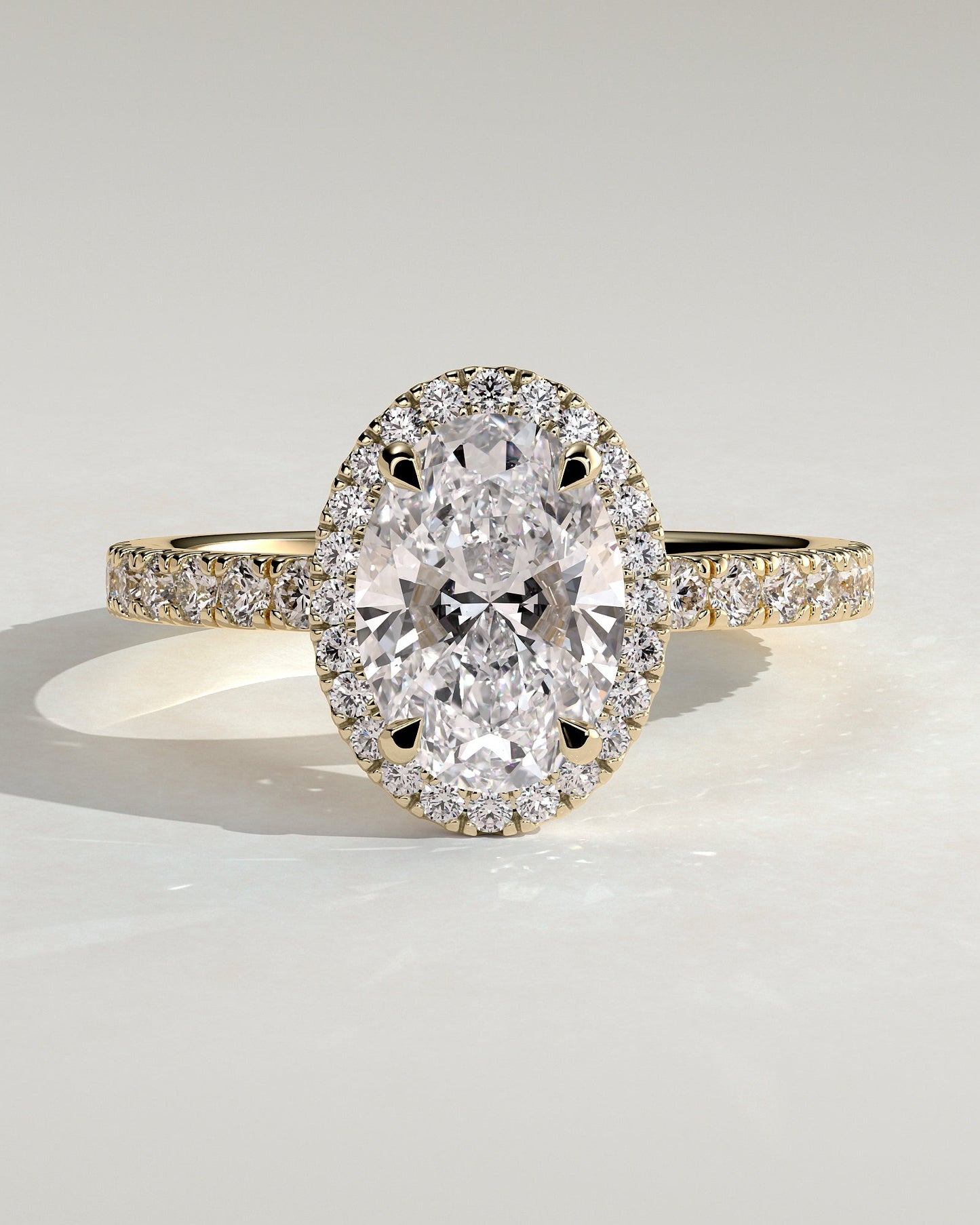 Round Halo, Pave & Split Shank Engagement Ring – 1.93 CT Lab Grown Diamond