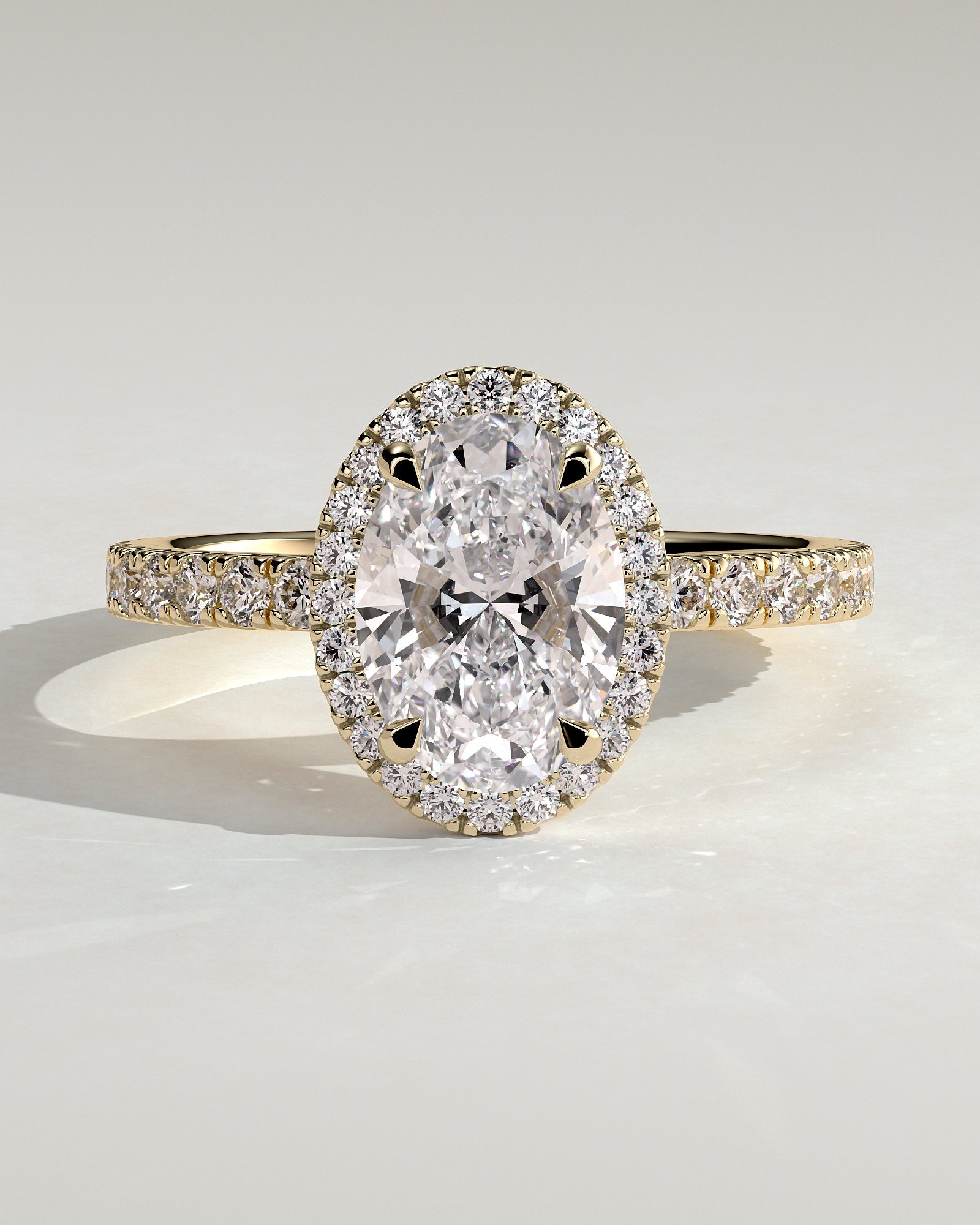 Round Halo, Pave & Split Shank Engagement Ring – 1.93 CT Lab Grown Diamond