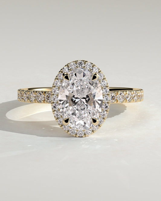Round Halo, Pave & Split Shank Engagement Ring – 1.93 CT Lab Grown Diamond