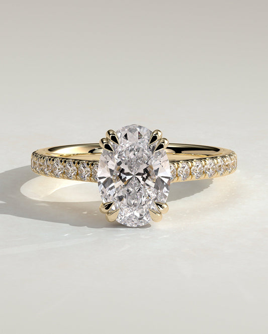 Round Halo, Pave & Split Shank Engagement Ring – 1.93 CT Lab Grown Diamond