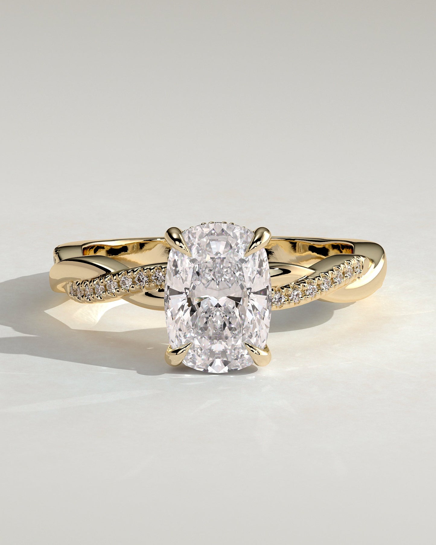 Round Halo, Pave & Split Shank Engagement Ring – 1.93 CT Lab Grown Diamond