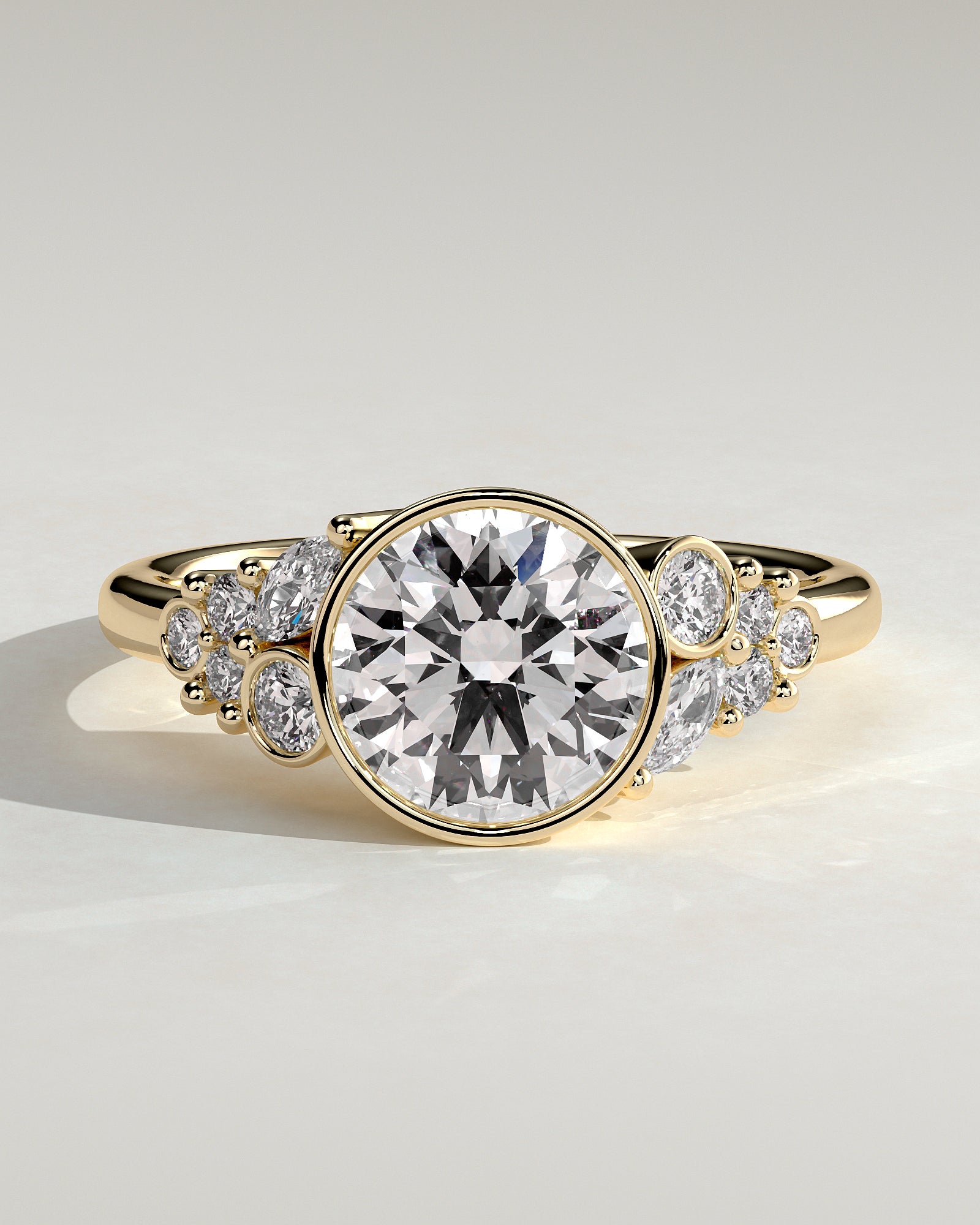 Round Halo, Pave & Split Shank Engagement Ring – 1.93 CT Lab Grown Diamond