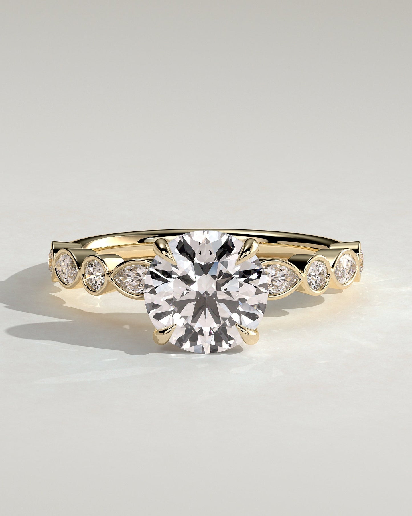 Round Halo, Pave & Split Shank Engagement Ring – 1.93 CT Lab Grown Diamond