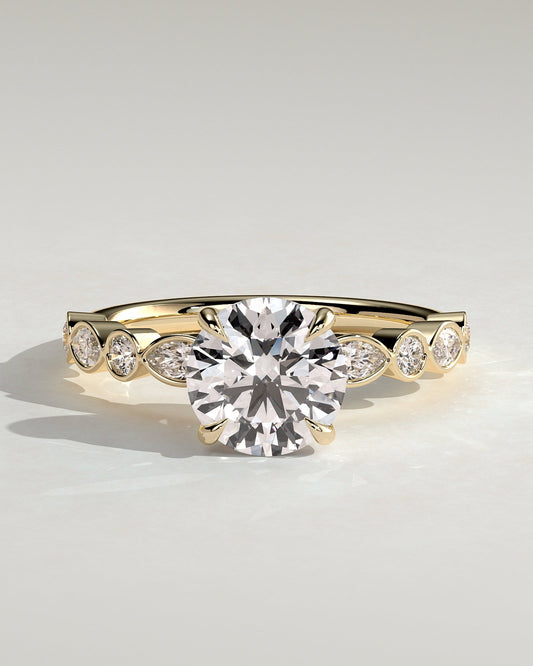 Round Halo, Pave & Split Shank Engagement Ring – 1.93 CT Lab Grown Diamond
