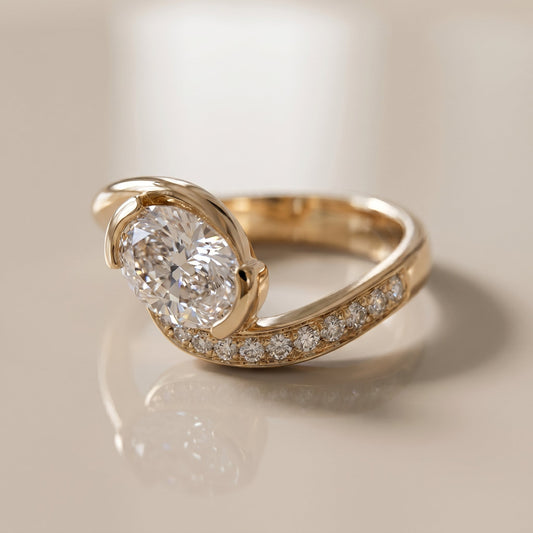 Oval Solitaire Engagement Ring – 2 CT Lab Grown Diamond