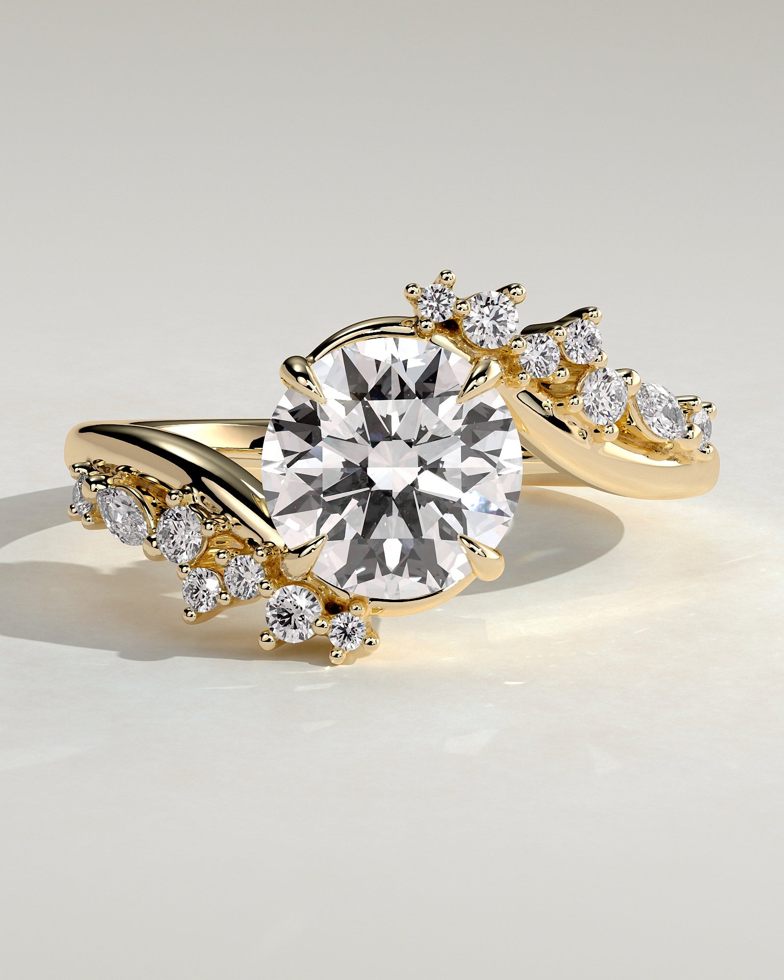 Round Halo, Pave & Split Shank Engagement Ring – 1.93 CT Lab Grown Diamond