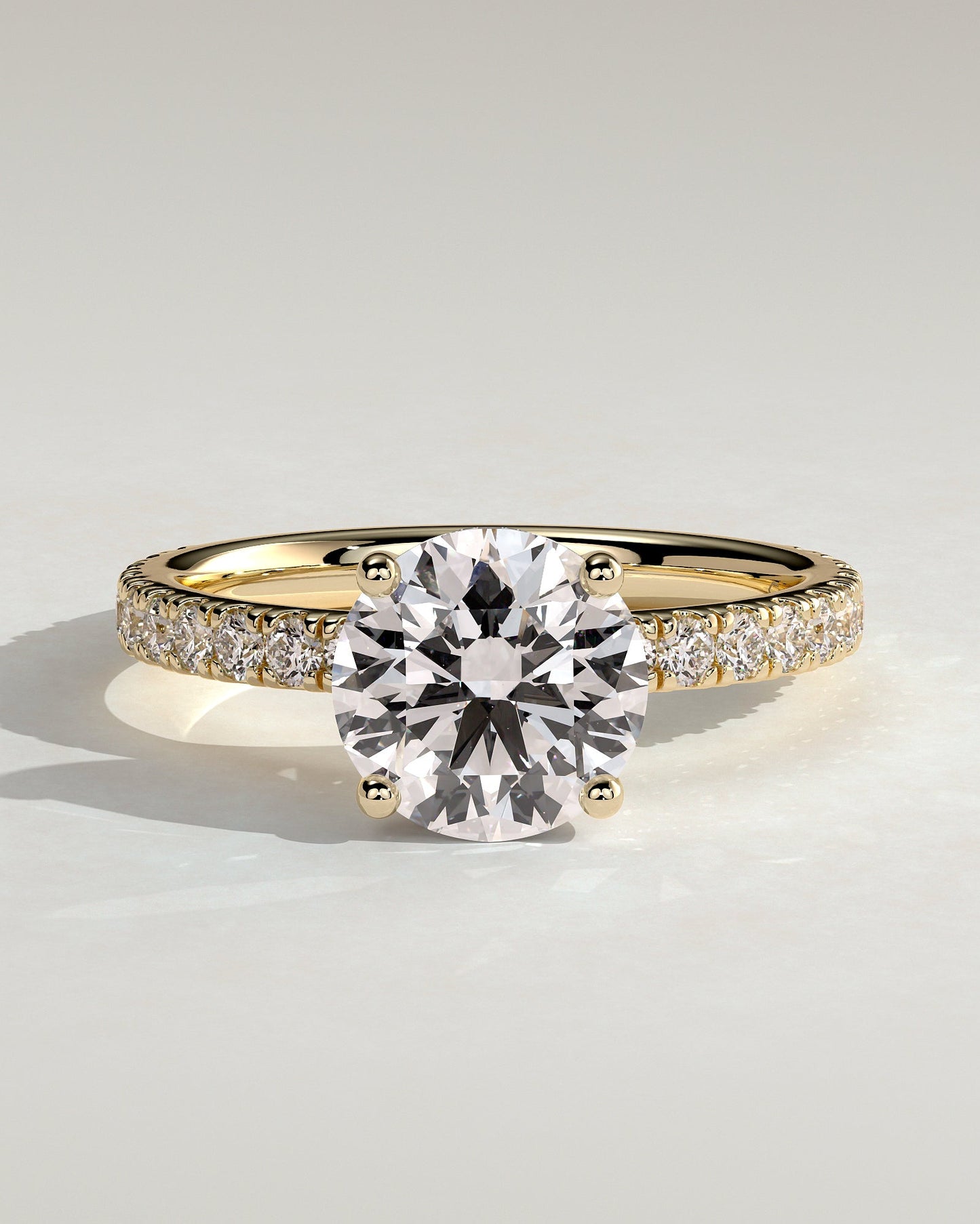 Round Halo, Pave & Split Shank Engagement Ring – 1.93 CT Lab Grown Diamond