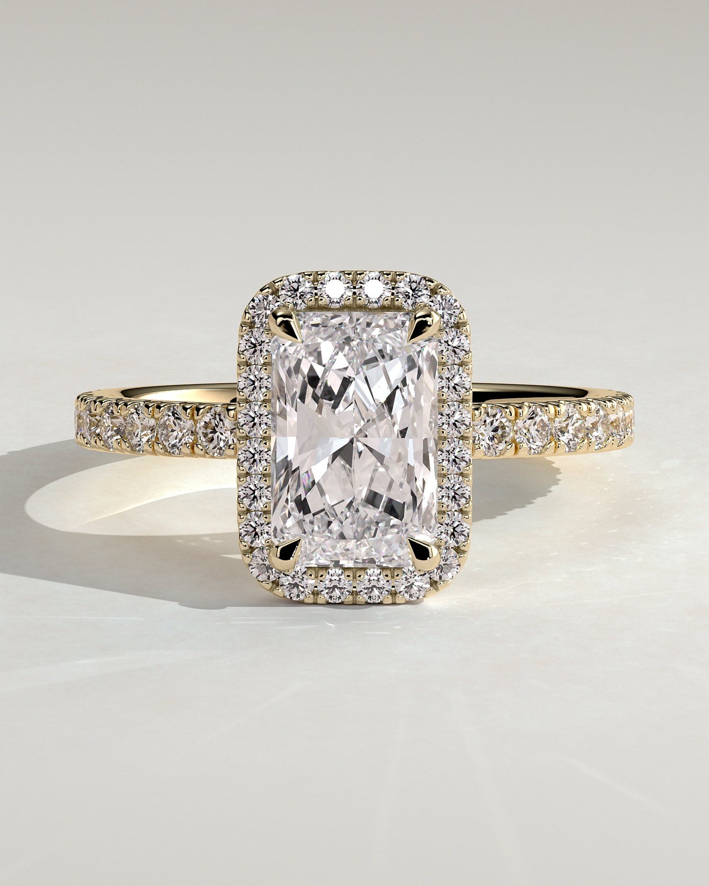 Round Halo, Pave & Split Shank Engagement Ring – 1.93 CT Lab Grown Diamond