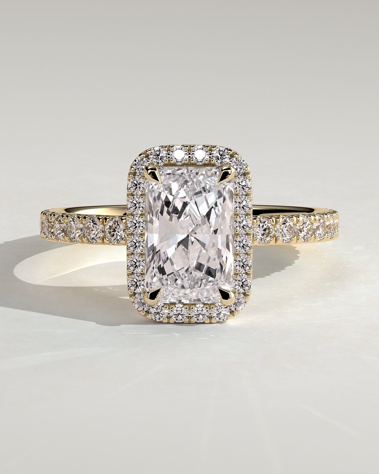 Round Halo, Pave & Split Shank Engagement Ring – 1.93 CT Lab Grown Diamond