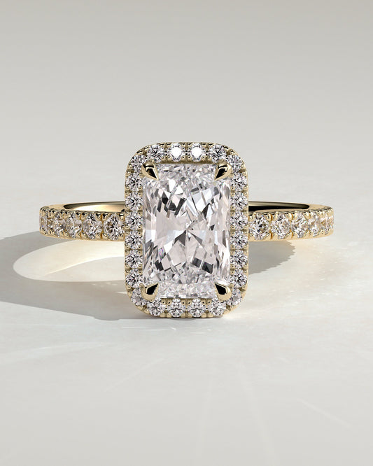 Round Halo, Pave & Split Shank Engagement Ring – 1.93 CT Lab Grown Diamond