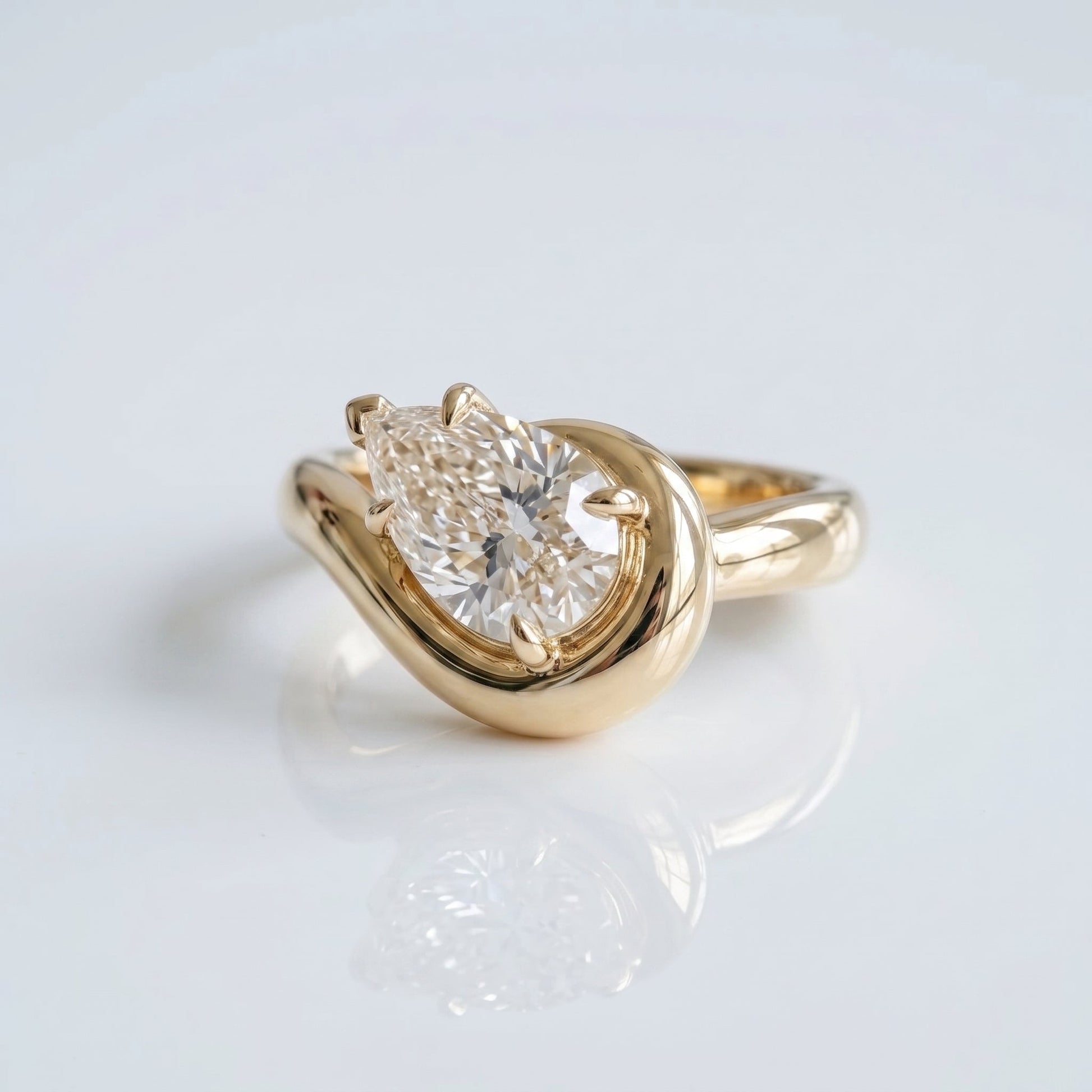 Marquise Swirl Solitaire Engagement Ring – 1 CT Lab Grown Diamond