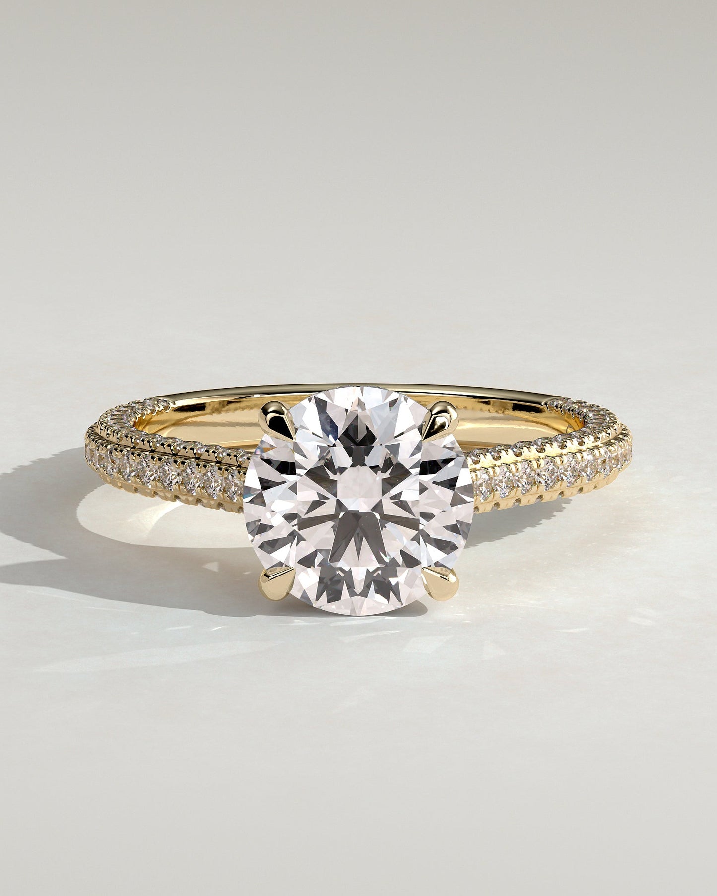 Round Halo, Pave & Split Shank Engagement Ring – 1.93 CT Lab Grown Diamond
