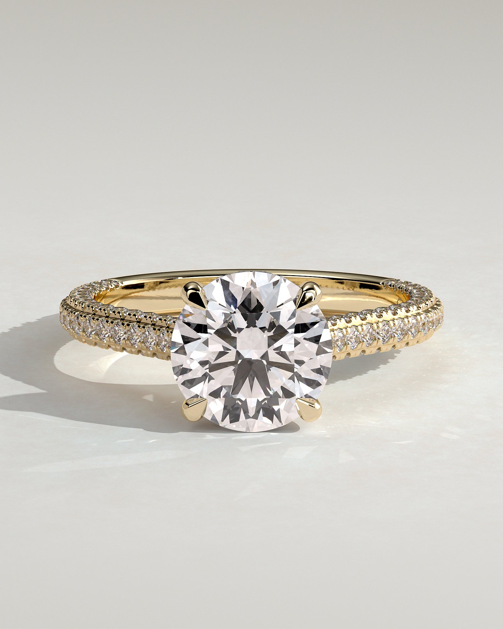 Round Halo, Pave & Split Shank Engagement Ring – 1.93 CT Lab Grown Diamond