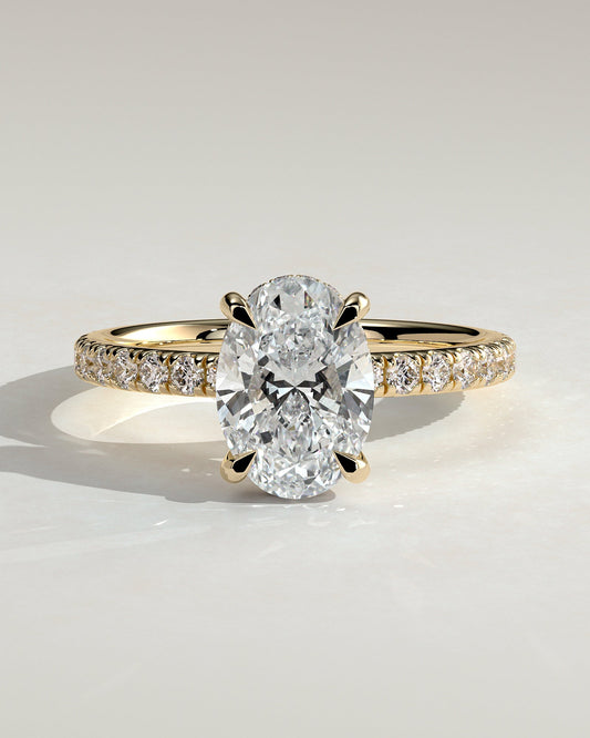 Round Halo, Pave & Split Shank Engagement Ring – 1.93 CT Lab Grown Diamond