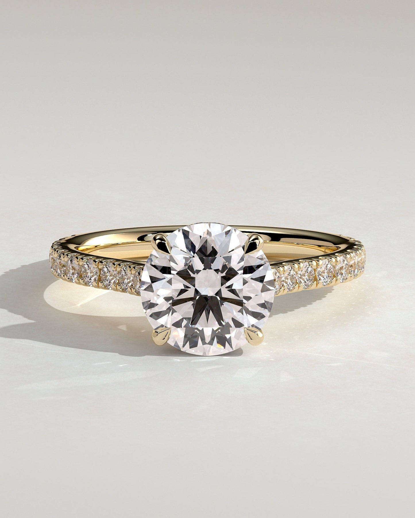 Round Halo, Pave & Split Shank Engagement Ring – 1.93 CT Lab Grown Diamond