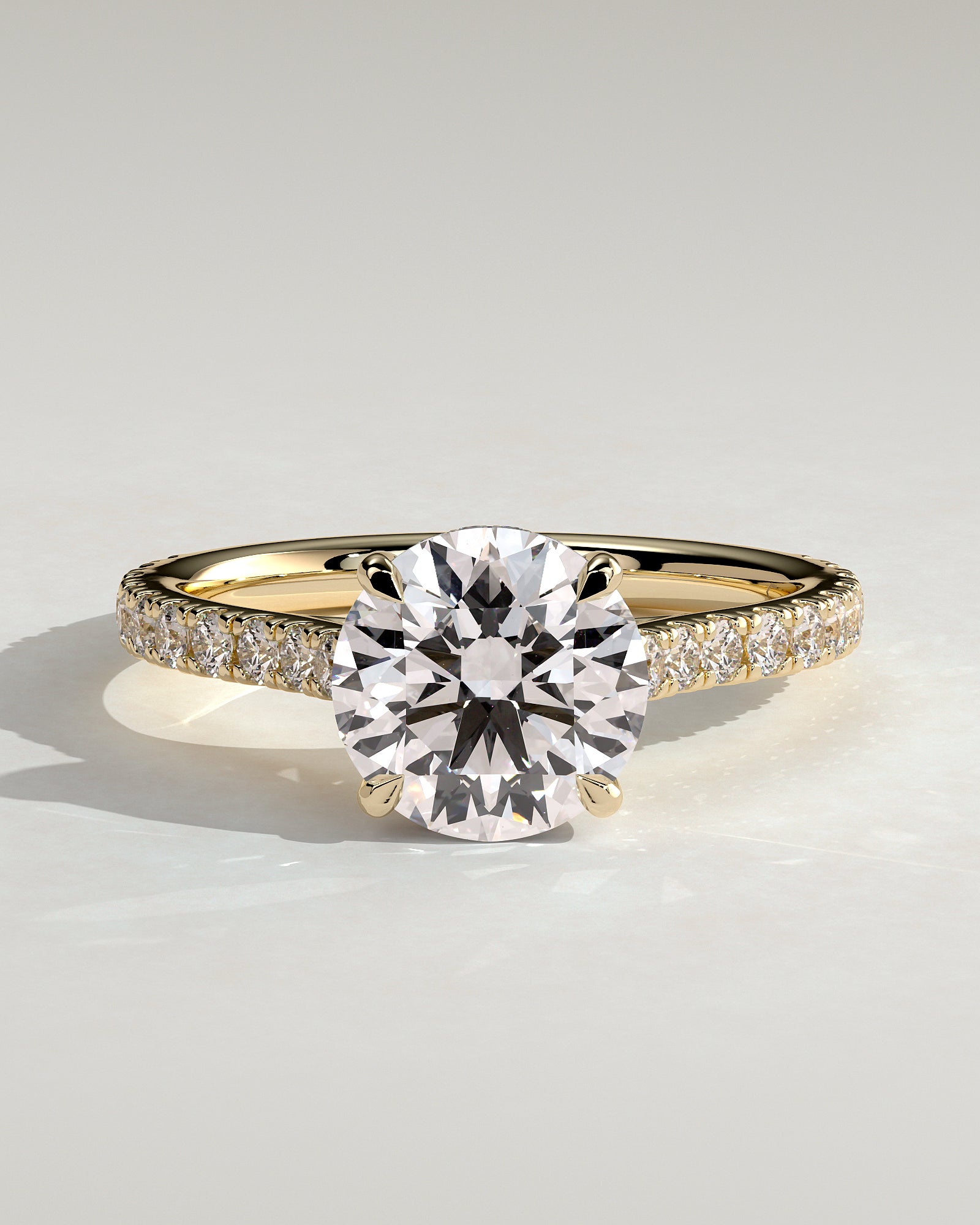 Round Halo, Pave & Split Shank Engagement Ring – 1.93 CT Lab Grown Diamond