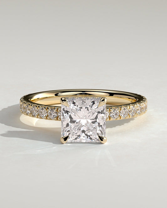 Round Halo, Pave & Split Shank Engagement Ring – 1.93 CT Lab Grown Diamond