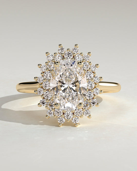Round Halo, Pave & Split Shank Engagement Ring – 1.93 CT Lab Grown Diamond