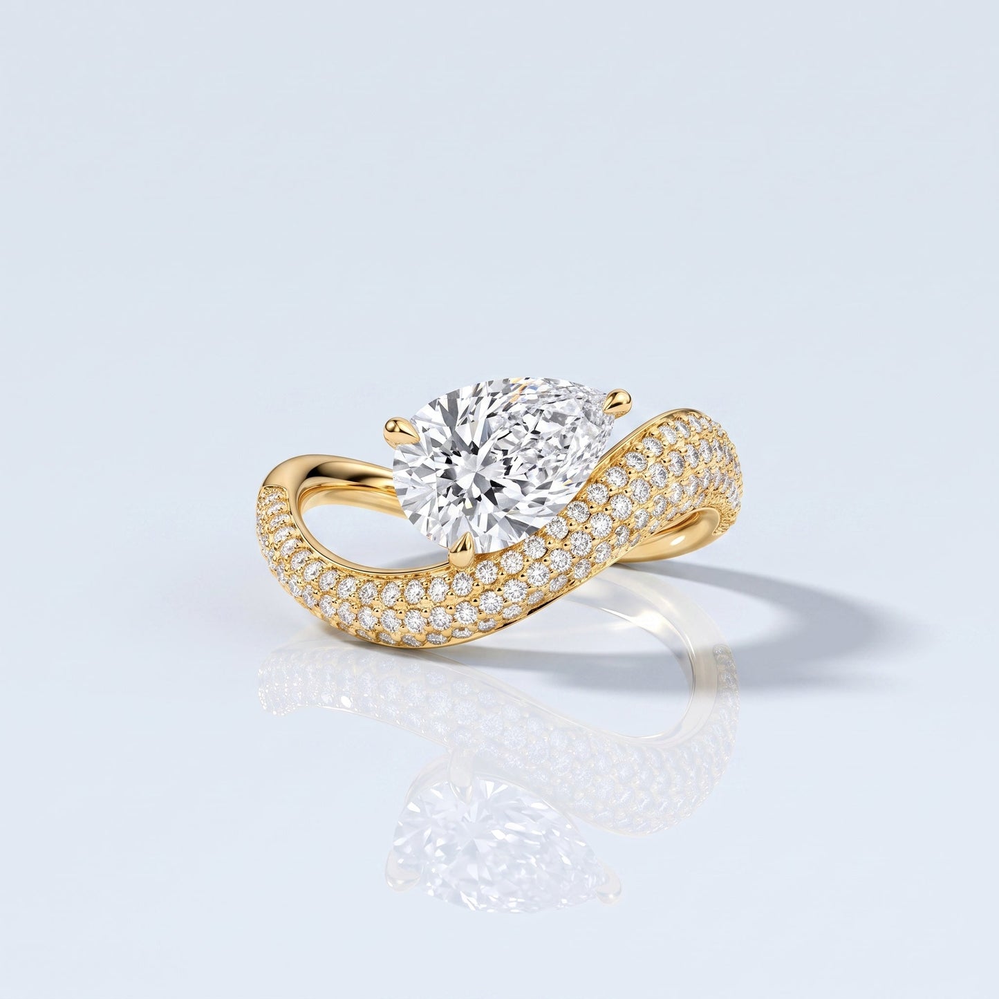 Marquise Swirl Solitaire Engagement Ring – 1 CT Lab Grown Diamond