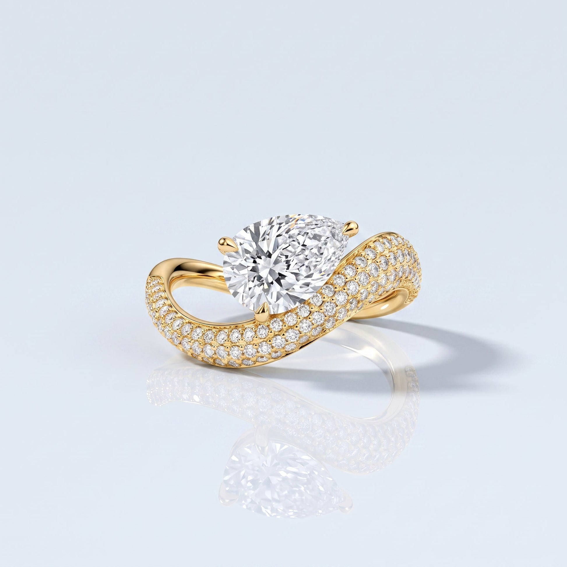 Marquise Swirl Solitaire Engagement Ring – 1 CT Lab Grown Diamond