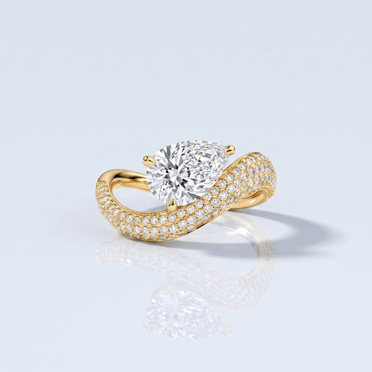 Marquise Swirl Solitaire Engagement Ring – 1 CT Lab Grown Diamond
