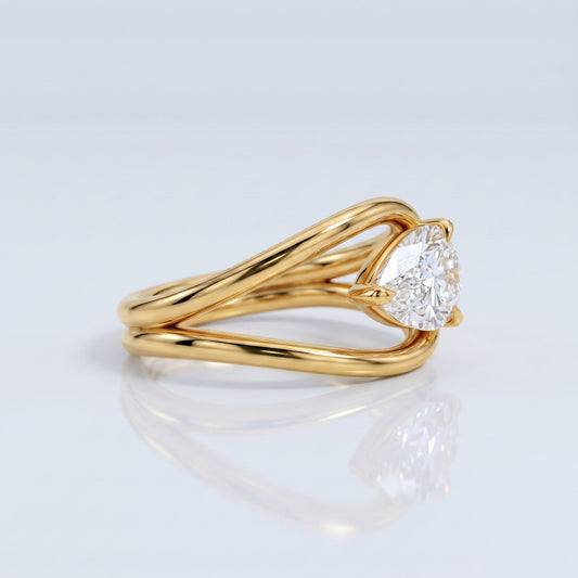 Marquise Swirl Solitaire Engagement Ring – 1 CT Lab Grown Diamond
