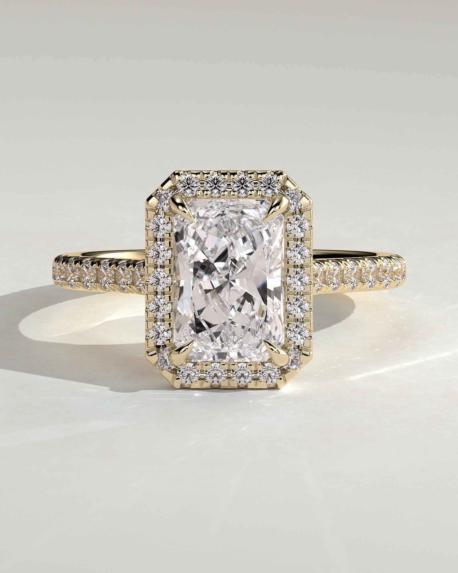 Round Halo, Pave & Split Shank Engagement Ring – 1.93 CT Lab Grown Diamond