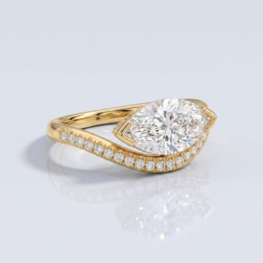 Marquise Swirl Solitaire Engagement Ring – 1 CT Lab Grown Diamond