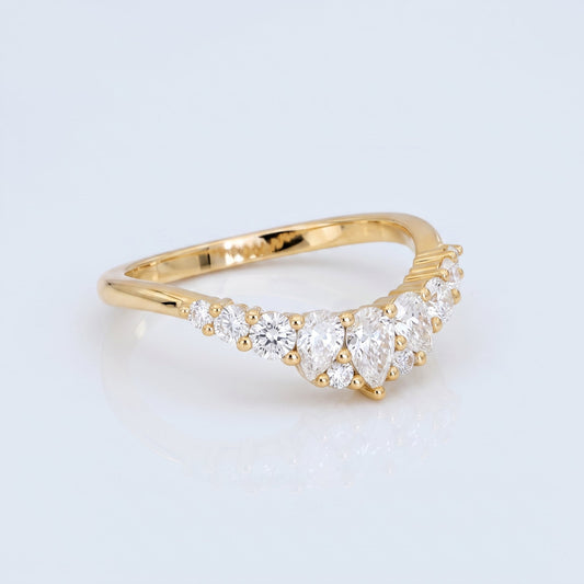 0.2 TCW Round Diamond Half Eternity DEF/VVS Lab Grown Wedding Band