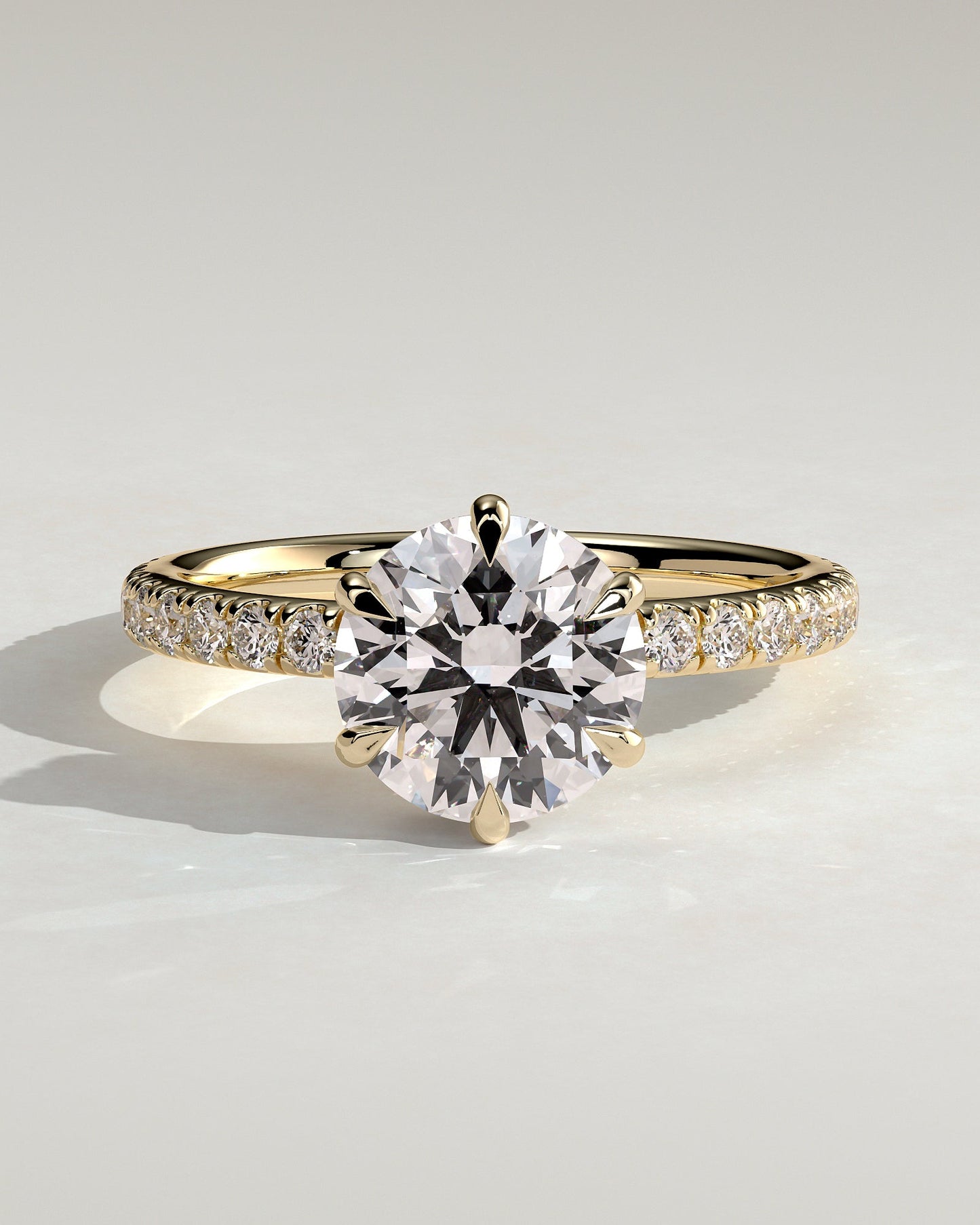 Round Halo, Pave & Split Shank Engagement Ring – 1.93 CT Lab Grown Diamond