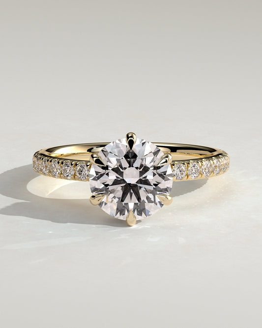 Round Halo, Pave & Split Shank Engagement Ring – 1.93 CT Lab Grown Diamond