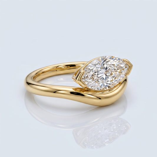 Marquise Swirl Solitaire Engagement Ring – 1 CT Lab Grown Diamond