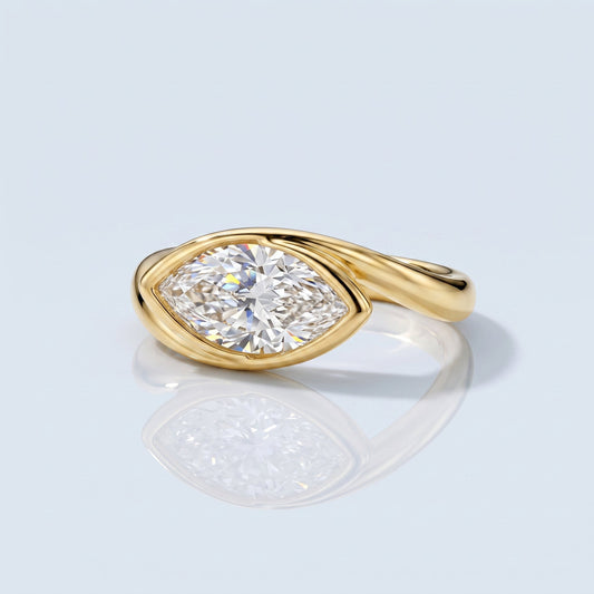 Marquise Swirl Solitaire Engagement Ring – 1 CT Lab Grown Diamond