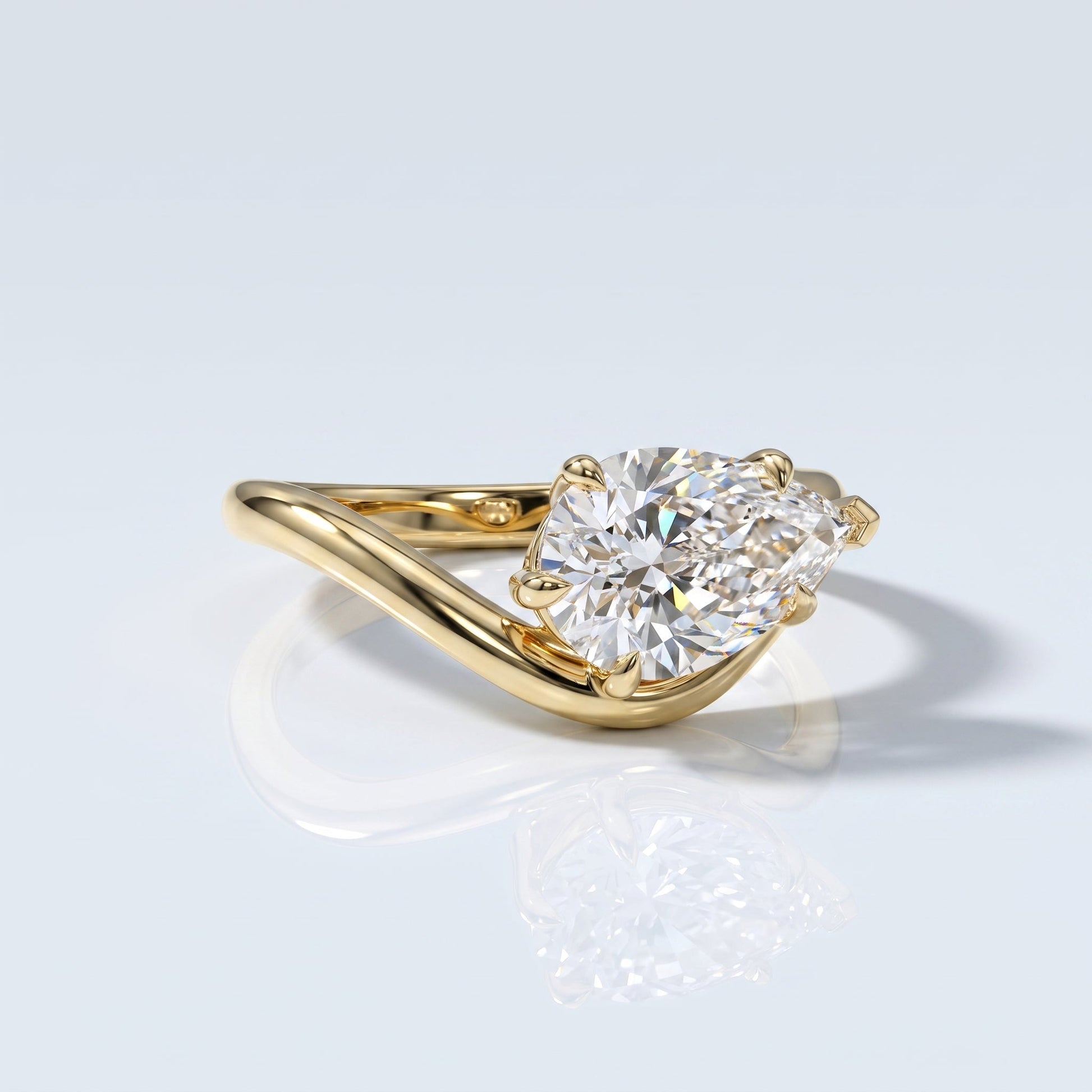 Marquise Swirl Solitaire Engagement Ring – 1 CT Lab Grown Diamond