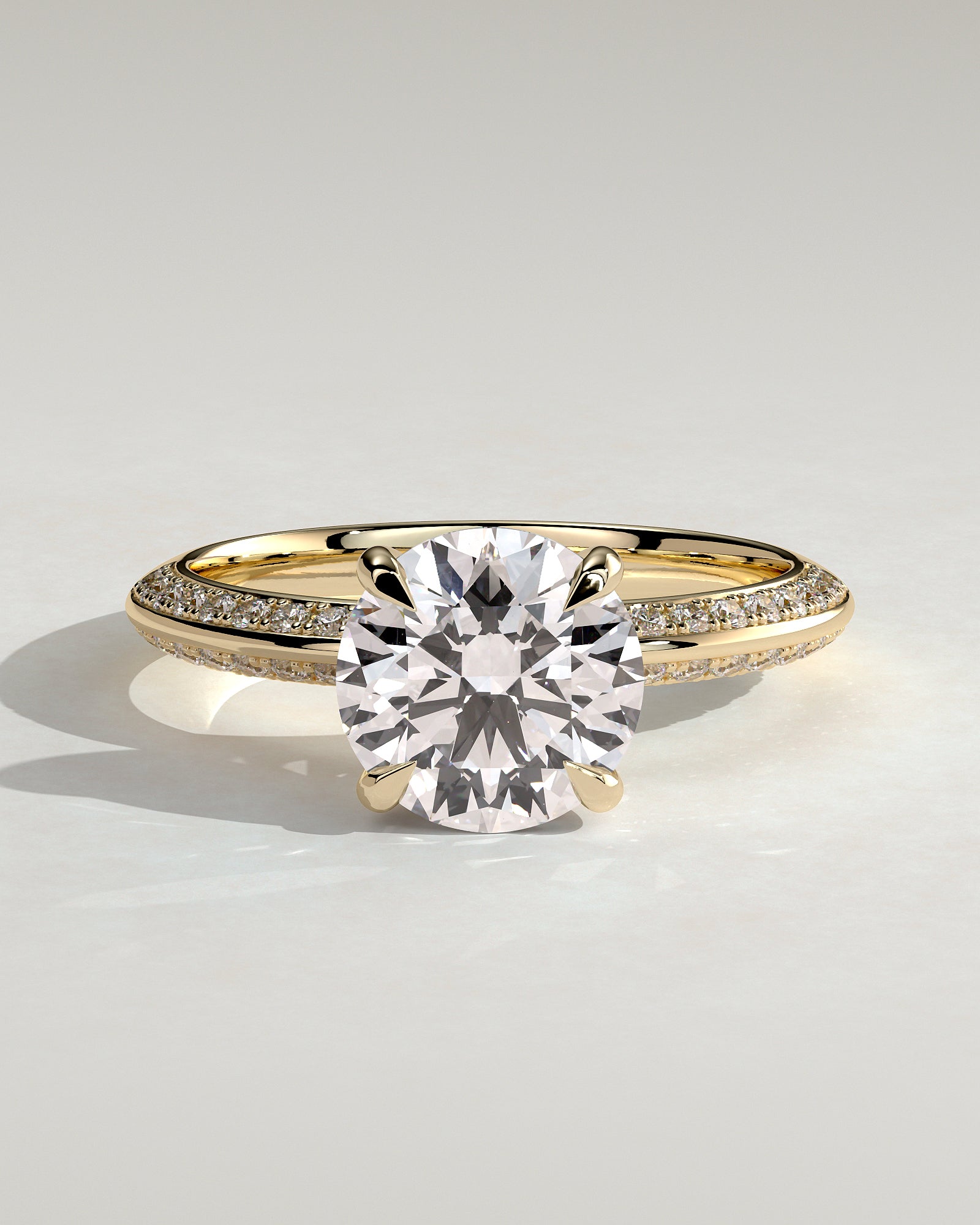 Round Halo, Pave & Split Shank Engagement Ring – 1.93 CT Lab Grown Diamond