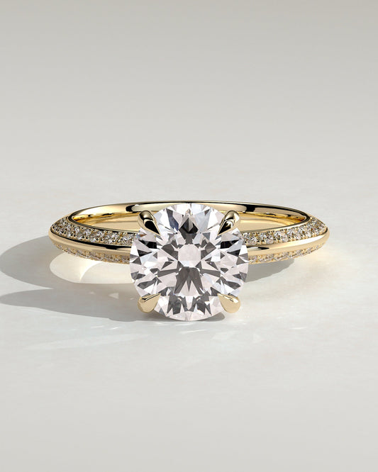 Round Halo, Pave & Split Shank Engagement Ring – 1.93 CT Lab Grown Diamond