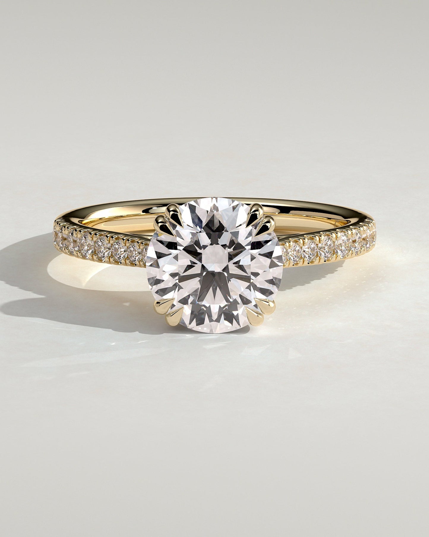 Round Halo, Pave & Split Shank Engagement Ring – 1.93 CT Lab Grown Diamond