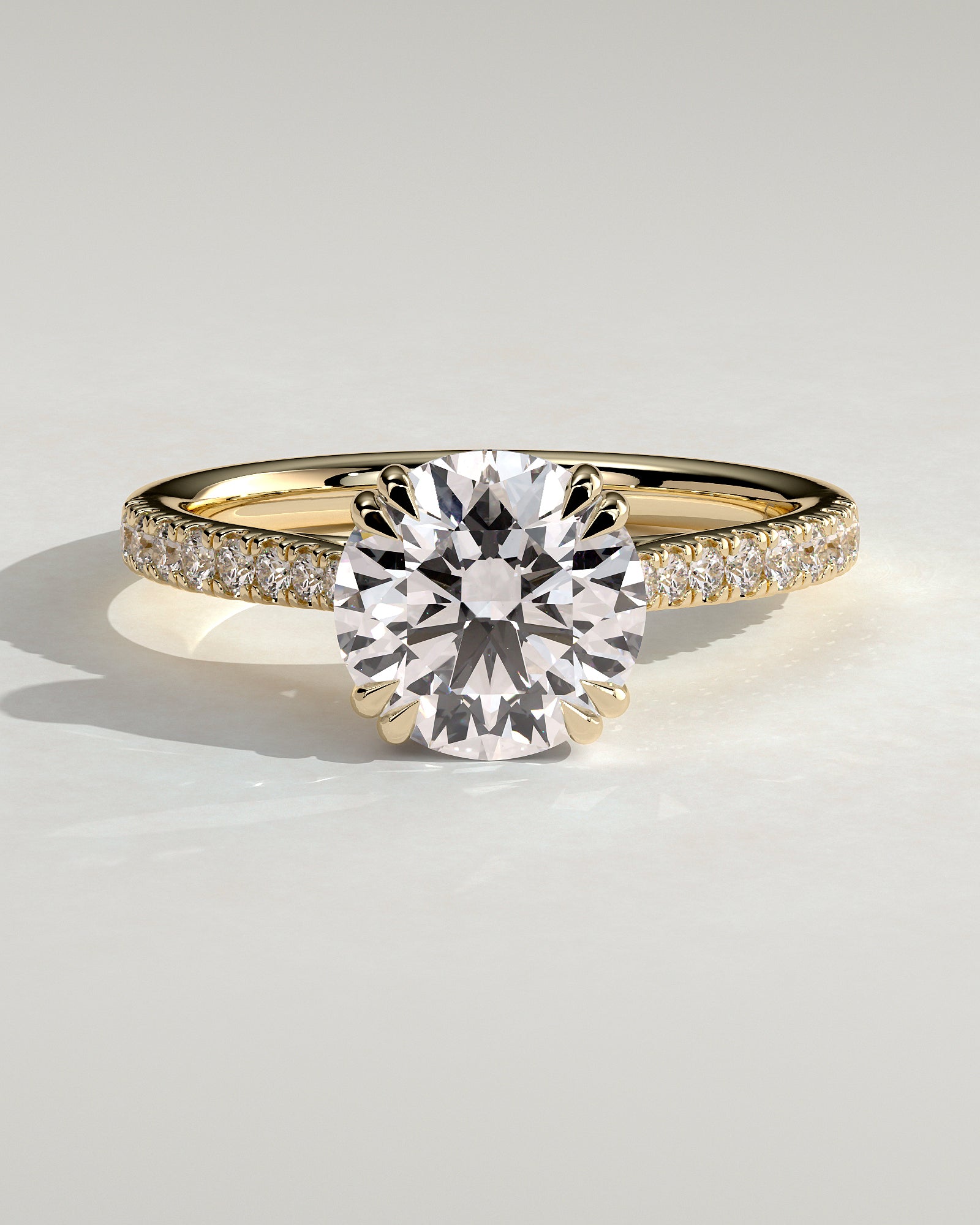 Round Halo, Pave & Split Shank Engagement Ring – 1.93 CT Lab Grown Diamond