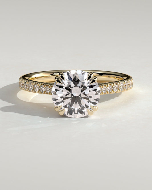 Round Halo, Pave & Split Shank Engagement Ring – 1.93 CT Lab Grown Diamond