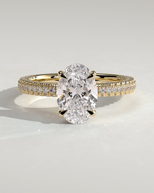 Round Halo, Pave & Split Shank Engagement Ring – 1.93 CT Lab Grown Diamond