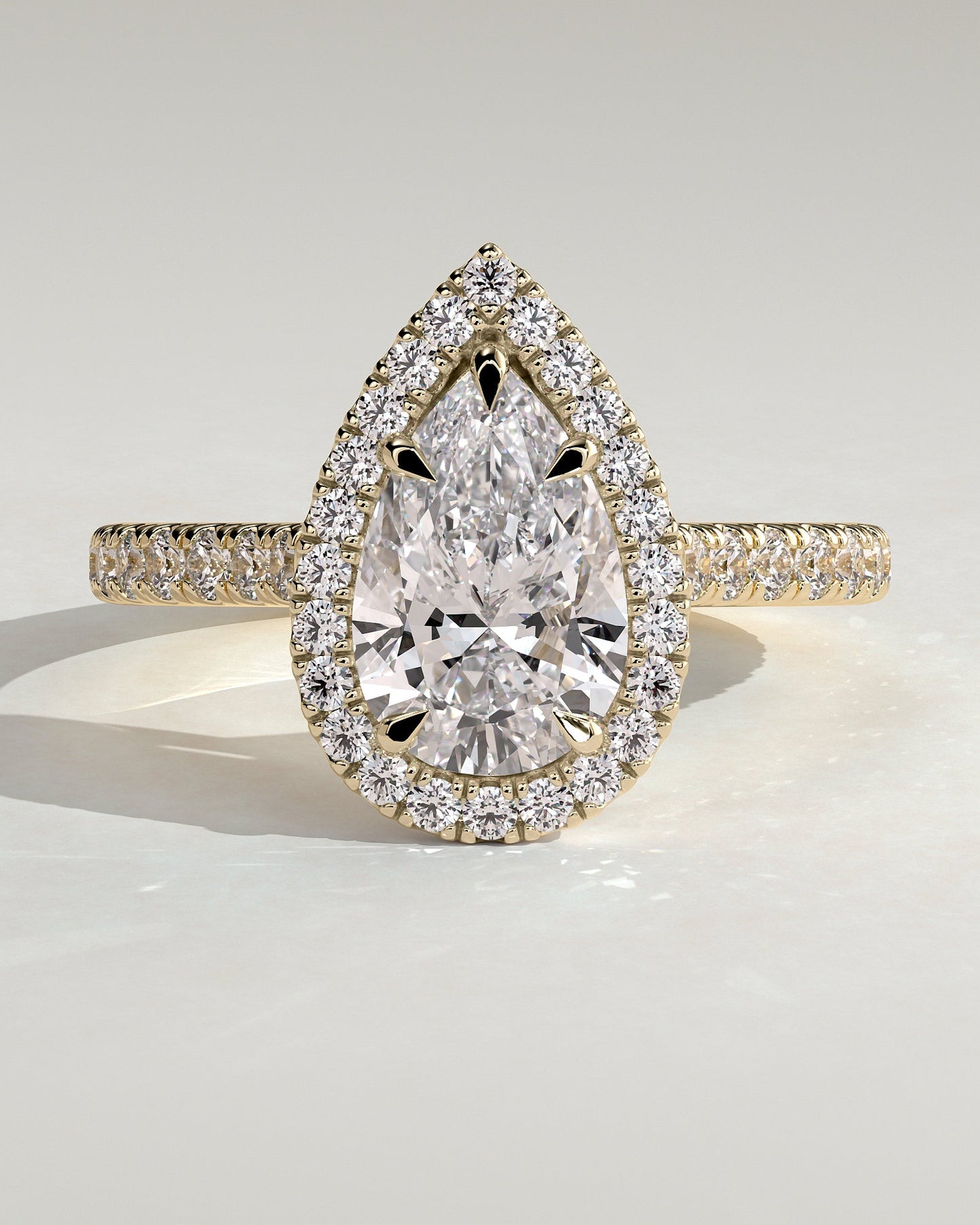 Round Halo, Pave & Split Shank Engagement Ring – 1.93 CT Lab Grown Diamond