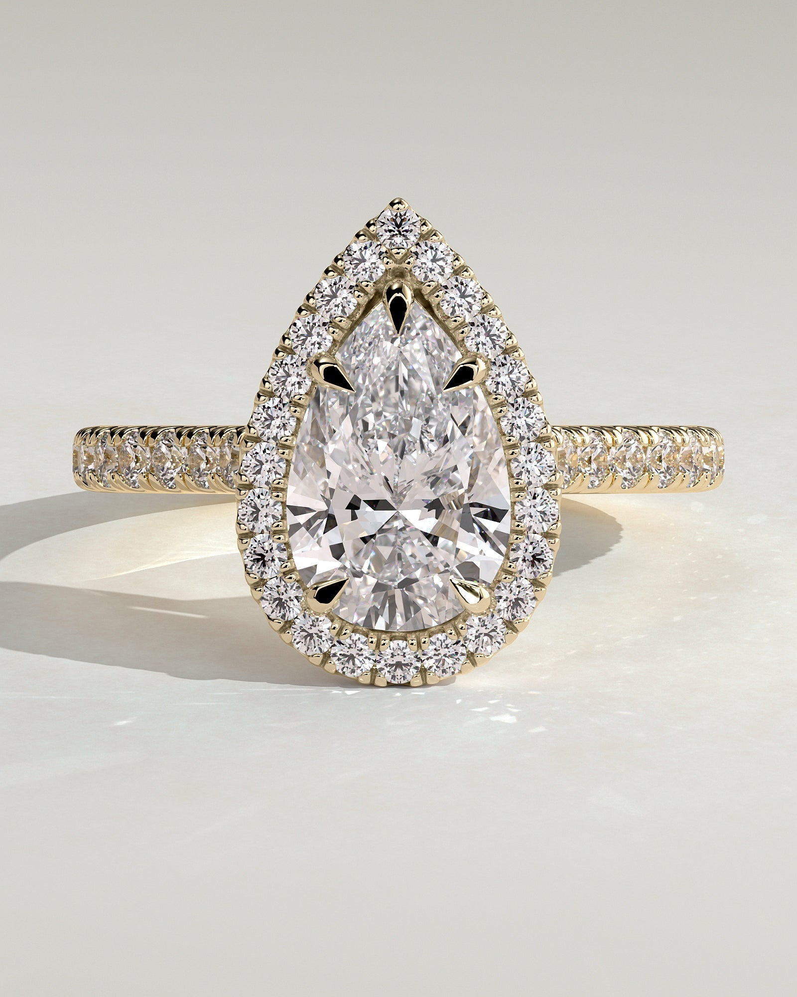 Round Halo, Pave & Split Shank Engagement Ring – 1.93 CT Lab Grown Diamond