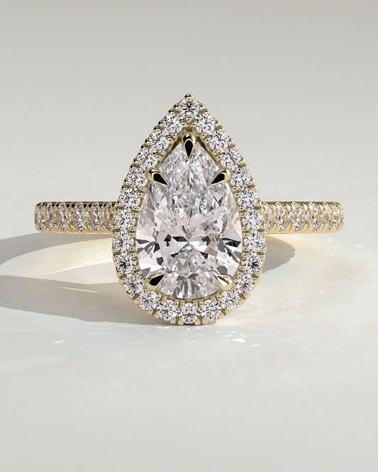 Round Halo, Pave & Split Shank Engagement Ring – 1.93 CT Lab Grown Diamond