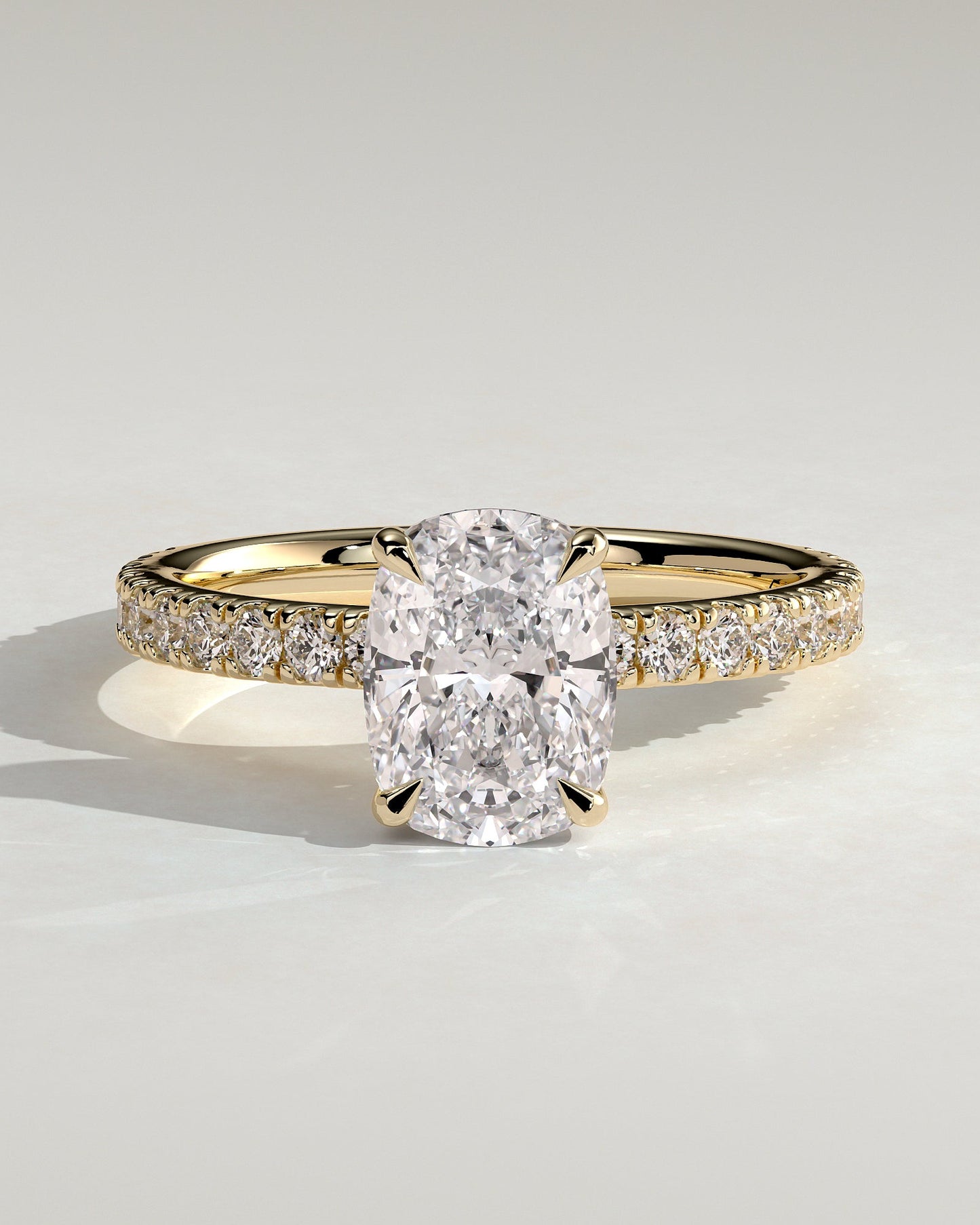 Round Halo, Pave & Split Shank Engagement Ring – 1.93 CT Lab Grown Diamond